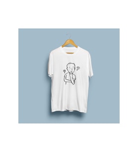 Oversize Düşünen Çocuk Tasarım Unisex T-shirt (Beyaz)