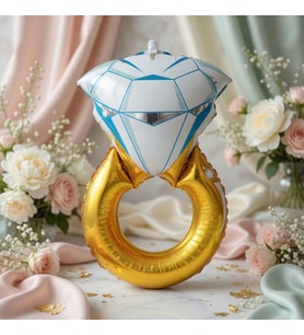 Gold Tek Taş Yüzük Folyo Balon 65x48 cm Bekarlığa Veda Parti Dekorasyonu