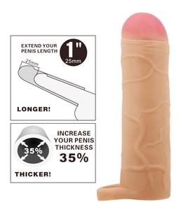 MorGece 2.5 cm Uzatmalı Halkalı Gerçekçi Penis Kılıfı