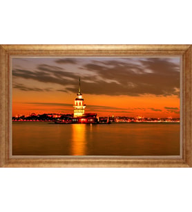 Çerçeveli Paspartulu Manzara Tablo ah1018 (Gold)