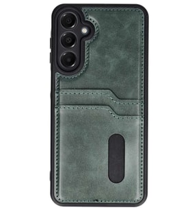 Galaxy A25 5G Kılıf Sara Kartvizitli Deri Kılıf - Koyu Yeşil