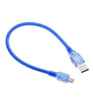 Mini USB Type-B 30 cm Veri ve Şarj Kablosu Şeffaf Mavi Arduino Nano Uyumlu