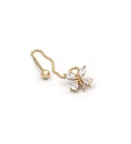 Taşlı Kelebek Altın Tragus Küpe
