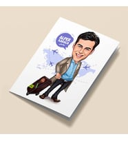 Kişiye Özel Seyahat Eden Erkek Karikatürlü Tebrik Kartı