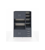 Kronos Dolap 9 Raflı 4 Çekmeceli 4 Kapaklı 132x59x195 Antrasit-Antrasit/Antrasit