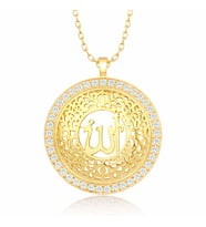 Gümüş Gold Allah Yazılı Kadın Kolye