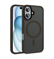 Apple iPhone 16 Plus Uyumlu Kılıf Mat Arka Yüzey Wireless Şarj Özellikli Zore Flet M-safe Kapak (Pembe - Kahverengi)