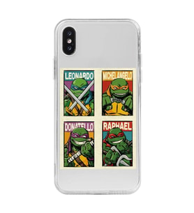 Iphone X ve XS Uyumlu Ninja Kaplumbağalar Tasarımlı Şeffaf Telefon Kılıfı
