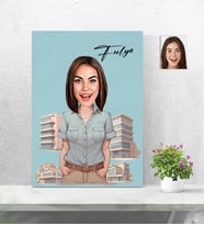 Kişiye Özel Ahşap Tablo 30x40 Mimar Kadın Karikatür Baskılı-1