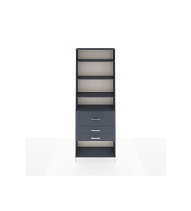 Arges Dolap 4 Raflı 3 Çekmeceli 88x30x243 Antrasit-Antrasit
