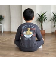 Noodle Sırt Baskı Detaylı Antrasit Erkek Çocuk Sweatshirt ve Eşofman 3 İplik Alt Üst Takım