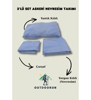 3'lü Set Askeri Nevresim Takımı (Mavi)