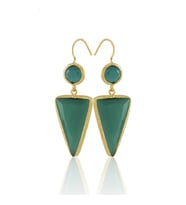 Kadir Jewellery 22 Ayar Altın Kaplama Kadın Sallantılı Küpe -El İşçiliği Ve Hipoalerjenik Küpe (K.Yeşil)