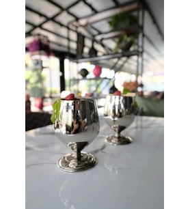 Bakır Kadeh Tombul Model Gümüş Renk 2'li
