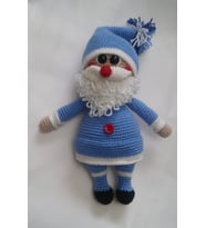 Mavi Noel Baba Amigurumi Organik Oyuncak