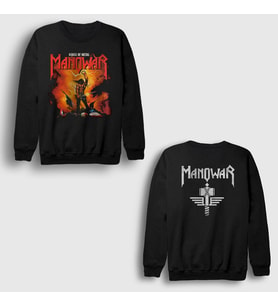 Presmono Unisex Siyah Kings Of Metal Manowar Sırt Baskılı Sweatshirt 517137tt