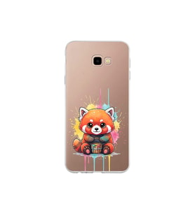 Samsung Galaxy J4+ Plus ile Uyumlu Splash Tilki Tasarımlı Şeffaf Silikon Kılıf