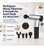 Perküsyon Masaj Tabancası 6 Seviyeli Şarjlı Kas Masaj Aleti Çok Kademeli Hız Ayarlı