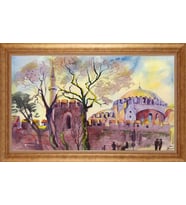 Çerçeveli Paspartulu Manzara Tablo ah1776 (Gold)
