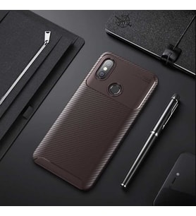 Xiaomi Mi Max 3 Kılıf Esnek Soft Karbon Tasarım Legion Serisi (Kahverengi)