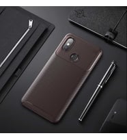 Xiaomi Mi Max 3 Kılıf Esnek Soft Karbon Tasarım Legion Serisi (Kahverengi)