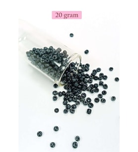 Dökme Cam Kum Boncuk Büyük Boy (6/0) 4 mm - 20 Gram - Siyah - BNC084