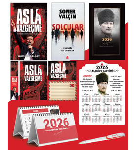 Asla Vazgeçme - Ayraç - Kartpostal - Poster - Solcular -  2026 Ajanda Komutan - Kalpaklı Ahşap Duvar Takvimi - Masa Takvimi
