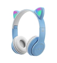 Led Kedi Kulaklı Bluetooth Kulaklık, Kulaklık Bluetooth Kulaklık, Bluetooth Kulaklık, Katlanabilir Bluetooth Kulaklık Açık Mavi