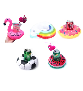 Futbol Karpuz Flamingo Donut Gökkuşağı Desenli Şişme Havuz Bardak Tutucu 5li