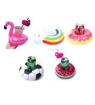 Futbol Karpuz Flamingo Donut Gökkuşağı Desenli Şişme Havuz Bardak Tutucu 5li