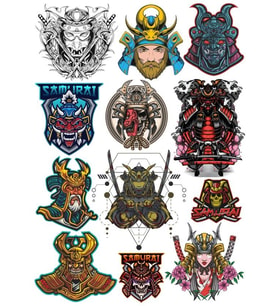 Samuray Sticker Set 2 12 Parça Telefon, Tablet, Defter, Laptop Sticker