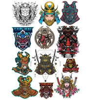 Samuray Sticker Set 2 12 Parça Telefon, Tablet, Defter, Laptop Sticker