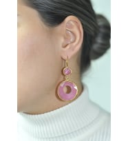 Kadir Jewellery 22 Ayar Altın Kaplama Kadın Taşlı Küpe -El İşçiliği Ve Hipoalerjenik Küpe (Renksiz)