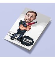 Kişiye Özel Yakışıklı Erkek Kuaför Karikatürlü Tebrik Kartı
