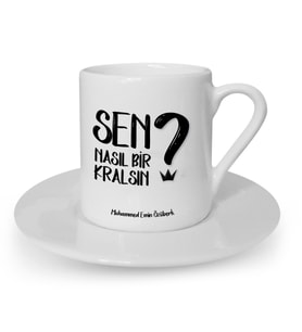 İsme Özel Türk Kahvesi Fincanı Seti - Sen Nasıl Bir Kralsın (Beyaz)