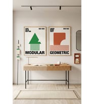 Geometrik Sanat 2'li Ahşap Çerçeveli Tablo Seti