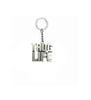 Thug Life Yazılı Metal Anahtarlık – Gümüş Renk  Unisex Hip-Hop & Sokak Stili Aksesuar