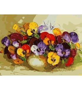 Menekşeler Sayılarla Boyama Seti  40x 50 cm (Tuvale Gerili)