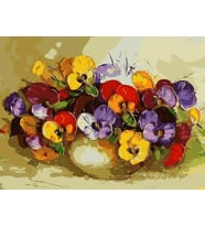Menekşeler Sayılarla Boyama Seti  40x 50 cm (Tuvale Gerili)