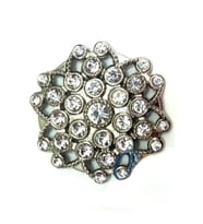 Taşlı Yuvarlak Broş, Sandık Süsü 4,5 Cm - Nikel, 10 Adet
