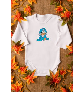 Unisex Bebek Daffy Duck Organik Baskılı %100  Pamuklu zıbın