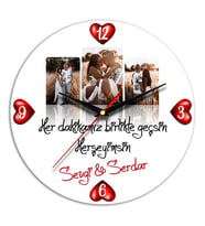 Sevgiliye Hediye Fotoğraf ve Mesaj Baskılı Duvar Saati