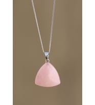 Pembe Kuvars Doğal Taş Kolye