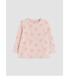 LCW ECO Pembe Çiçekli Kız Bebek Tişört