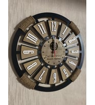Kişiye Özel Halatlı Dekoratif Ahşap Duvar Saati 40 cm