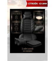 citron c3 2019 Koltuk ve Kılıf uyumlu Lüks Siyah Yastık Minder 2 Minder 2 Yastık
