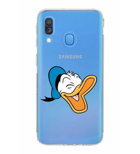 Samsung Galaxy A40  Kamera korumalı Tıpalı  Kapak Donald Duck Tasarımlı  Şeffaf Kılıf