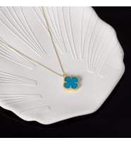 VAN CLEEF YONCA ŞANS KOLYE   925 Ayar Gümüş Kolye (Mavi)