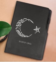 BK Gift Kişiye Özel Kaligrafi Atatürk Tasarımlı Siyah Termo Deri Not Defteri 15x21cm-1
