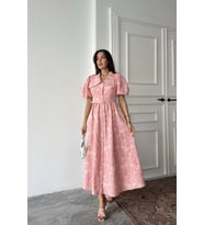 Mulvxmdyk Mdyk02 Pembe Bebe Yaka Balon Kollu Elbise (Mulvix)